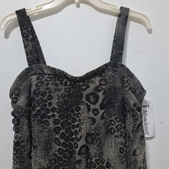 Miraclesuit Leopard Print With Metallic Detail Summer Top Size 10 Black/Gold NWT - Picture 13 of 14
